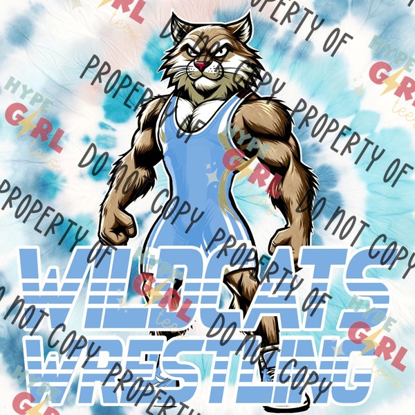 Wildcats Wrestling Mascot PNG, Digital File. Wildcats Logo.Blue & White variation. Other Color Available for Instant Download! See our store