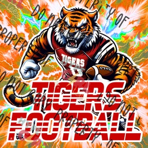 Tigers Football PNG Digital File. Red & White Variation. Other Colors Available for instant download! Or contact for YOUR teams colors