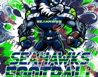 Seahawks Football Digital Design, PNG File instant download. OTHER colors available! See our store or contact us for YOUR team colors!