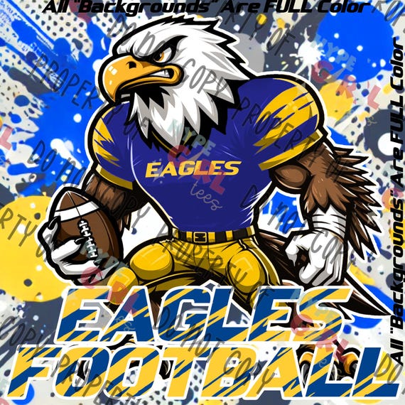 Eagles Football PNG Digital File. Blue & Gold Variation. Other Colors Available for instant download! Or contact for YOUR teams colors