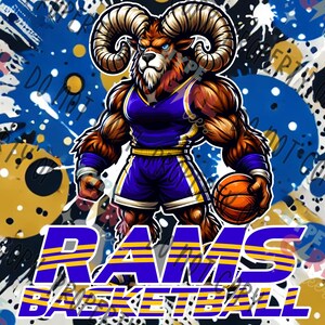 Rams Basketball Mascot PNG, Digital File. Rams Logo. Blue & Gold ...