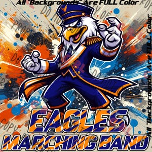 Eagles Marching Band Mascot PNG Digital File. Blue & Orange Variant. OTHER Colors available! See our Store or contact us 4 this design in