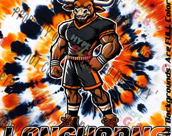 Longhorns Mascot Design PNG Digital File. Black & Orange version, Other Colors available now, See our Store or contact for  MORE