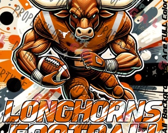 Longhorns Football design PNG Digital File. Orange & White version, Other Colors available, c our store or contact us 4 URS