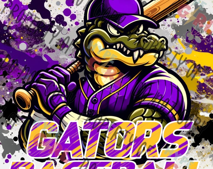 Gators Baseball / Softball Mascot PNG Digital File. Purple & Gold ...