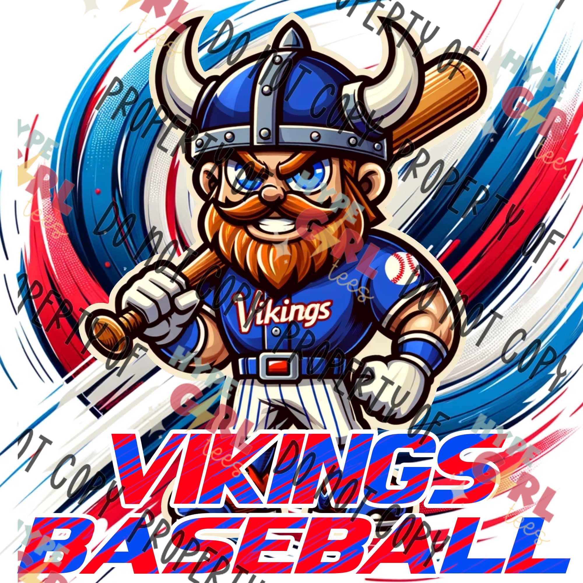 Vikings Baseball Mascot PNG Digital File. Blue & Red Variation. Other ...