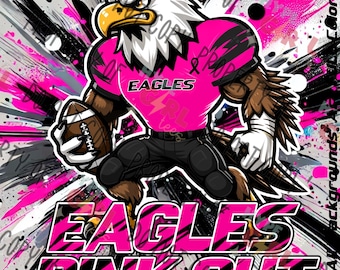 Eagles Football Breast Cancer Awareness Design PNG. Pink out Variation. Other Colors available!  See our store or contact 4 YOUR team colors