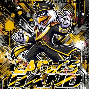 Eagles Marching Band Mascot PNG Digital File. Black & Gold Variant. OTHER Colors available! See our Store or contact us 4 this design in