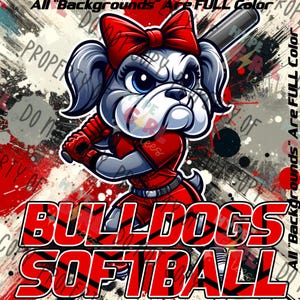 Lady Bulldogs Softball Design PNG Digitale Datei. Rot & Schwarz Version Andere Farben vorhanden! Sieh in unserem Shop nach oder kontaktiere uns für DEINE Teamfarbe
