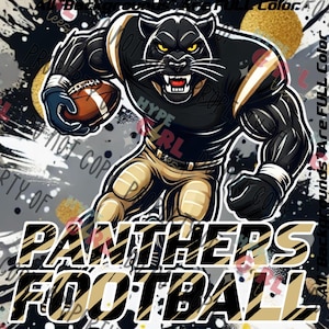 Panthers Football Design PNG Digital File. Black & Vegas gold Variation. Other Colors Available for instant download! See our store 4 more!