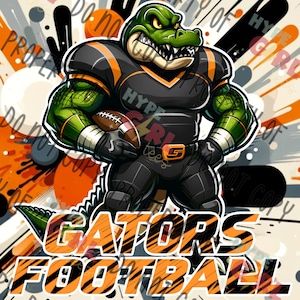 Gators Football design PNG Digital File. Black & Orange Variant Other Colors available! See our Store or contact us for YOUR Color