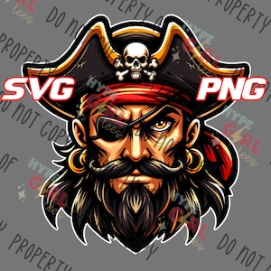 Pirates Head SVG + PNG, Digital File. Pirate Logo instant download. TONS of other designs available in this style at our store C our store