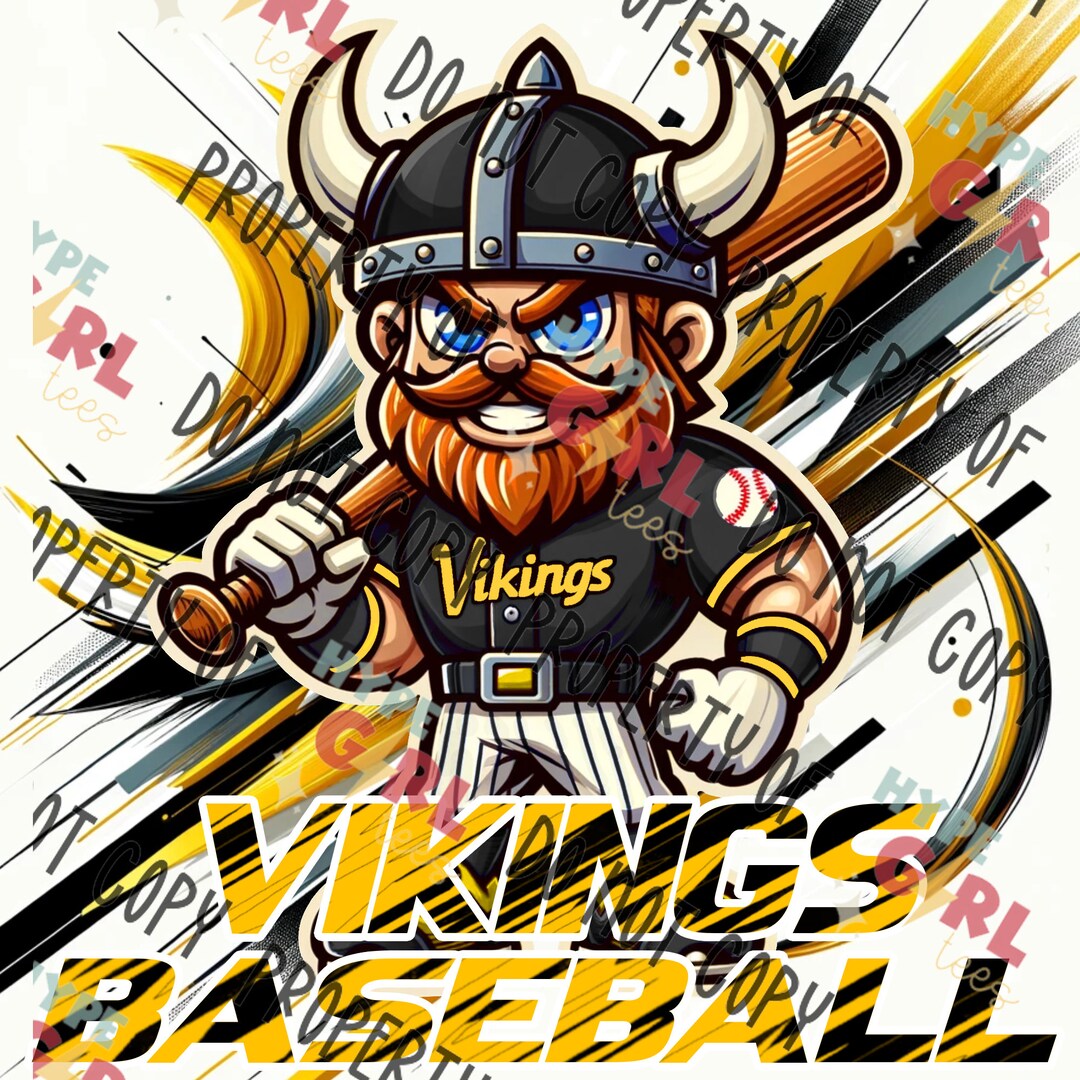 Vikings Baseball Mascot PNG Digital File. Black & Gold Variation. Other ...