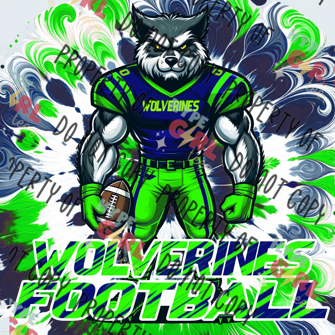 Wolverine Football PNG Digital File. Blue & Green Variation. Other ...