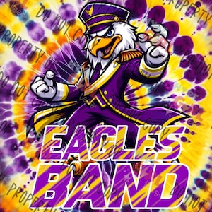 Eagles Marching Band Mascot PNG Digital File. Purple & Gold Variant. OTHER Colors available! See our Store or contact us 4 this design in