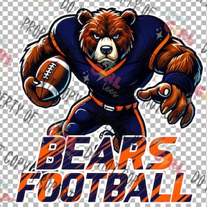 Bears Football PNG Digital File. Navy & Orange Variation. Other Colors ...