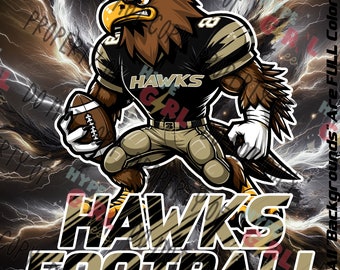 Hawks / Falcons Football PNG Digital File. Black & Vegas Gold Variation. Other Colors Available see our store or contact us for YOUR colors