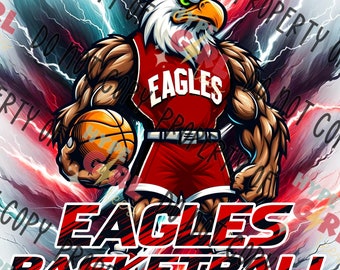 Eagles Basketball Mascot PNG Digital File. Eagles Logo. Other colors available for instant download!