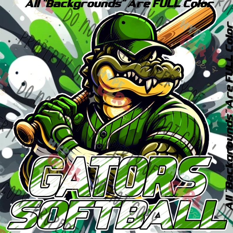 Gators Baseball / Softball Mascot PNG Digital File. Green & White ...
