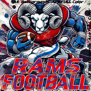 Rams Football design PNG Digital File. Red & Blue Variation. Other Colors Available for instant download Or contact 4 YOUR teams clrs