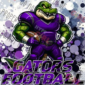 Gators Football design PNG Digital File. Purple & Black Variant Other Colors available! See our Store or contact us for YOUR Color