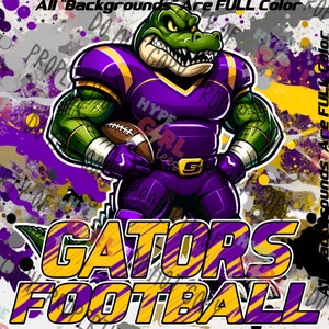 Gators Football design PNG Digital File. Purple & Gold Variant Other Colors available! See our Store or contact us for YOUR Color