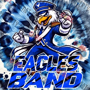 Eagles Marching Band Mascot PNG Digital File. Blue & White Variant. OTHER Colors available! See our Store or contact us 4 this design in
