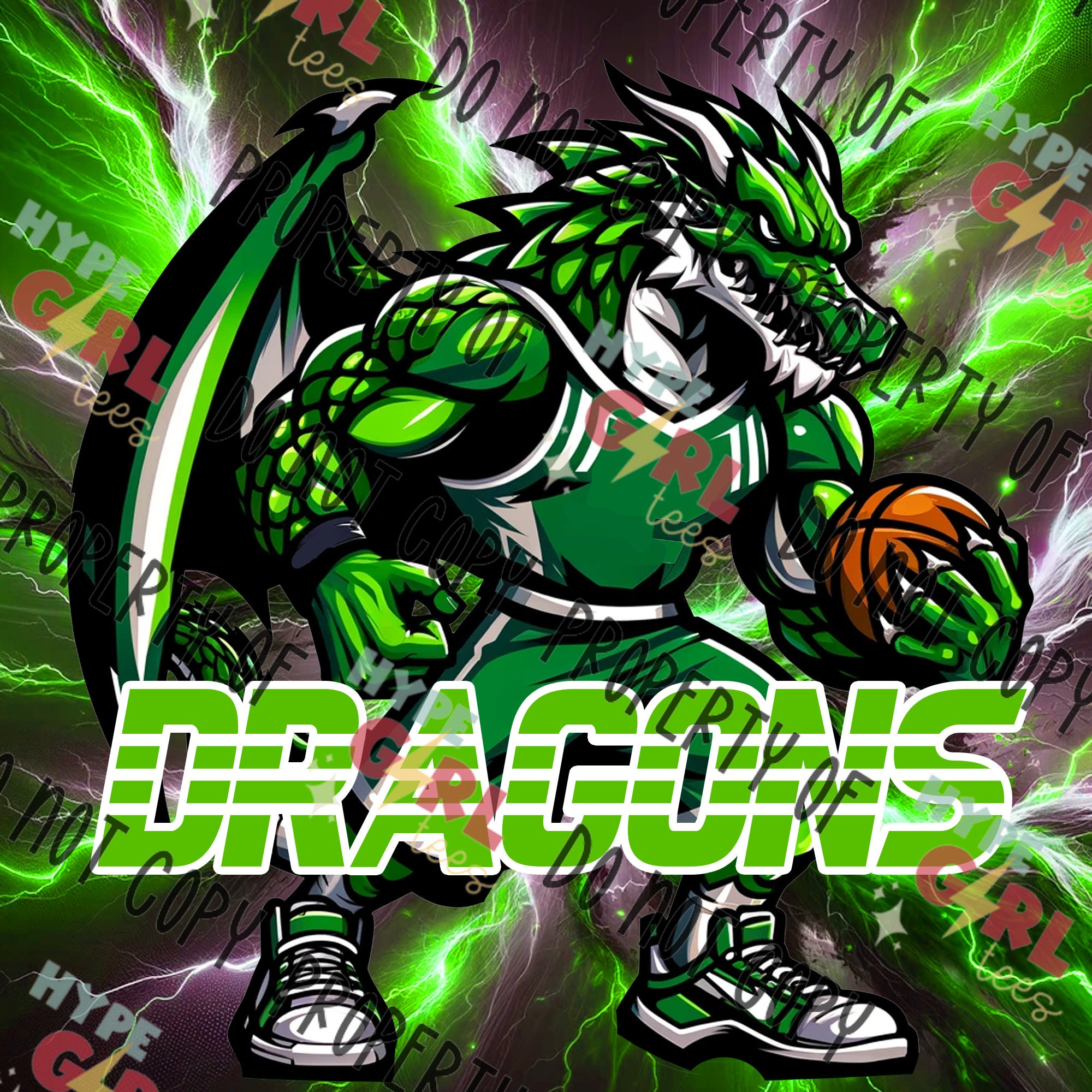 Green Dragon Basketball Logo