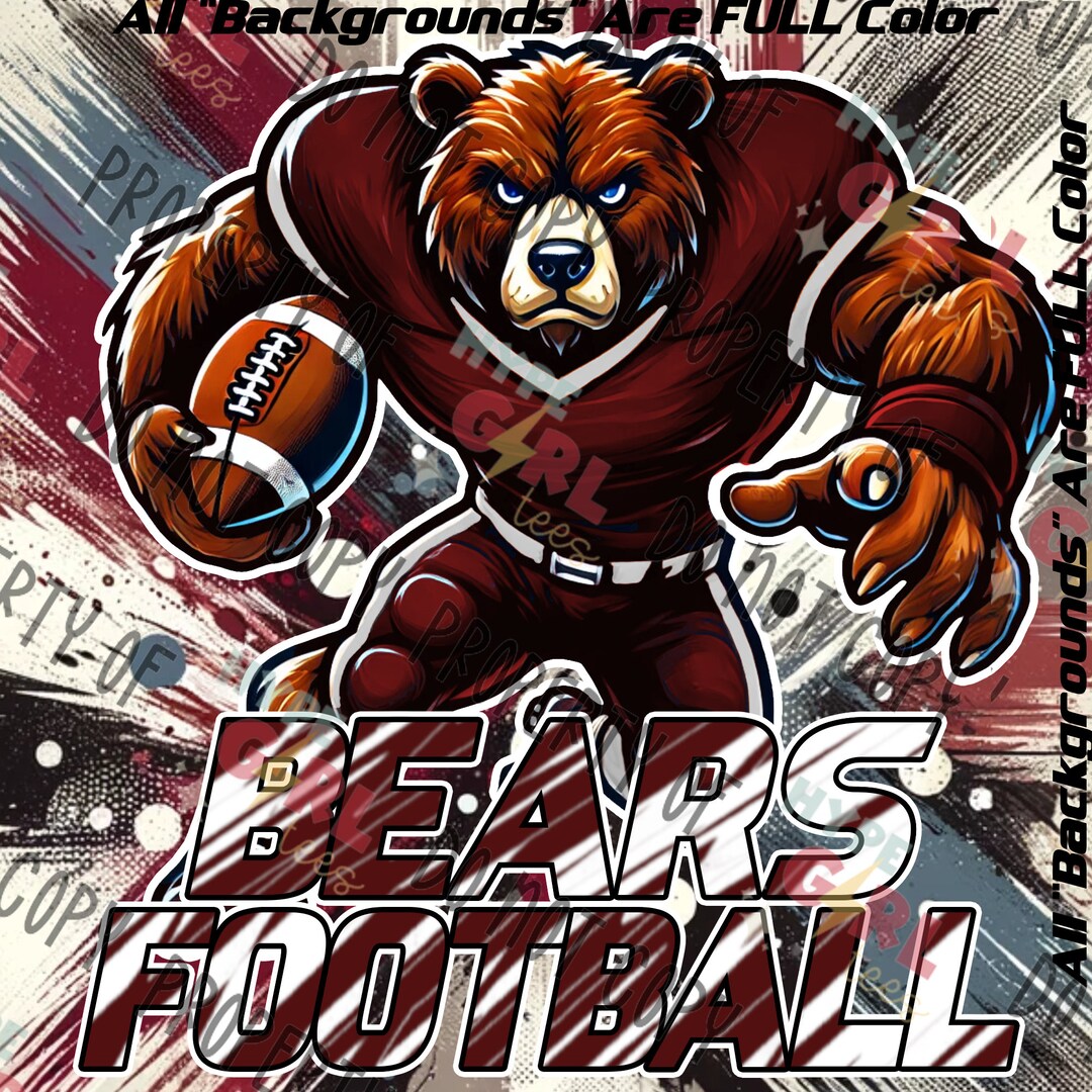 Bears Football PNG Digital File. Maroon & White Variation. Other Colors ...