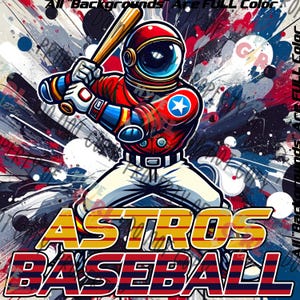 Astros Baseball Mascot PNG Digital File. Red & Blue, Other Colors available now, See our Store or contact for YOUR team colors
