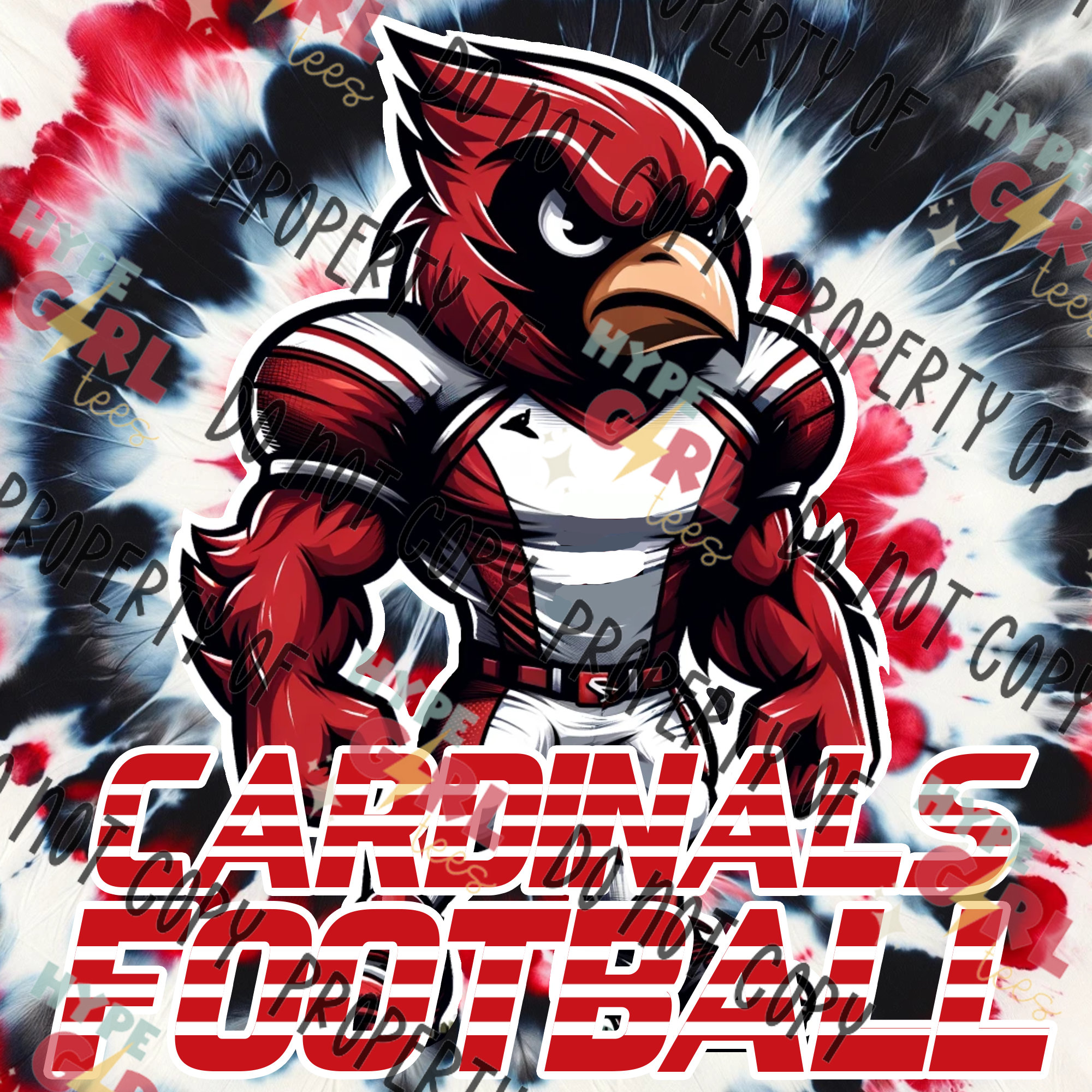 Mascota Cardenal de Fútbol PNG Descarga Digital – Rojo y Blanco | Gráfico Transparente en Alta Resolución | Colores de Equipo Personalizados