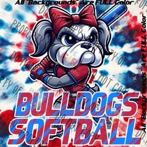 Lady Bulldogs Softball Design PNG Digitale Datei. Rot & Blau Version Andere Farben vorhanden! Sieh in unserem Shop nach oder kontaktiere uns für DEINE Teamfarbe