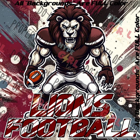 Lions Football PNG Digital File. Maroon & White Variation. Other Colors Available for instant download! Or contact for YOUR teams colors
