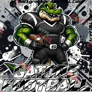 Gators Football design PNG Digital File. Black & White Variant Other Colors available! See our Store or contact us for YOUR Color
