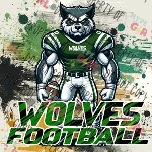 Fichier numérique PNG de football des loups. Variante vert et blanc. Autres couleurs disponibles en téléchargement immédiat ! Ou contactez-nous pour les couleurs de VOS équipes