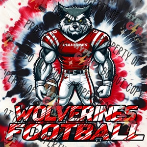 Wolverine Football PNG Digital File. Red & White Variation. Other Colors Available for instant download! Or contact for YOUR teams colors