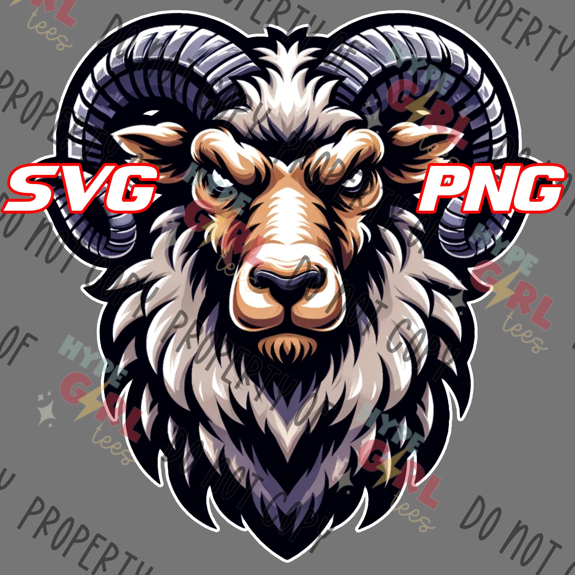 Ram Head SVG + PNG, Digital File. Rams Logo Instant Download. TONS