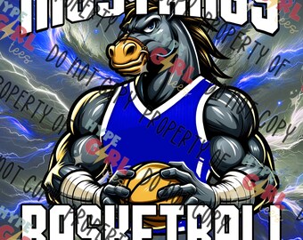 Mustangs Basketball PNG, Blue & White Variation. Others Colors Available! Digital File Instant Download. Contact us for other colors!