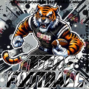 Tigers Football PNG Digital File. Black & White Variation. Other Colors Available for instant download! Or contact for YOUR teams colors