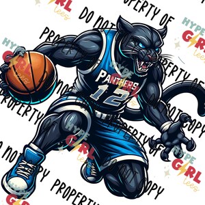 Panther Basketball Mascot PNG Digital File. Blue and White Panther Logo ...