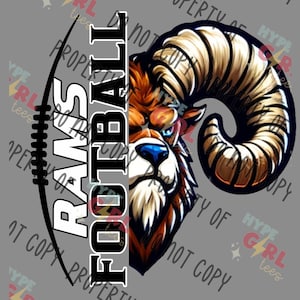 Rams Football Design, Digital File PNG. Instant download, ready to print! Custom wording & design available upon request, contact us 4