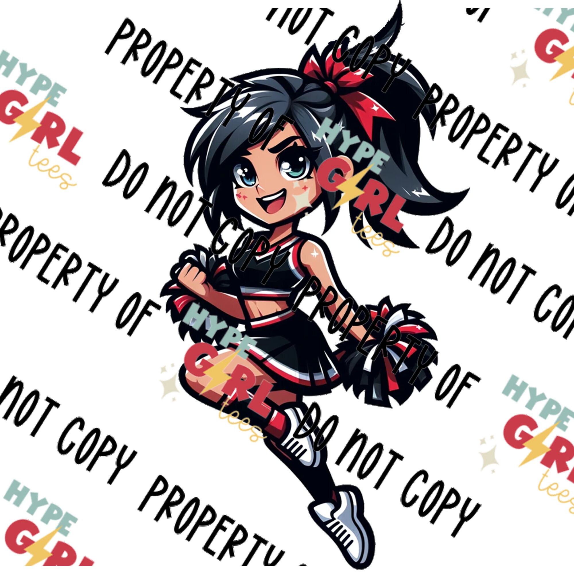 Cheer Mascot / Design PNG, Digital File for Team or School. Red & Black