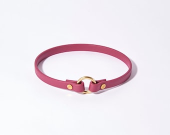 Slip-On ID Tag Collar: 1/2&quot; Waterproof Biothane with Natural Brass Hardware
