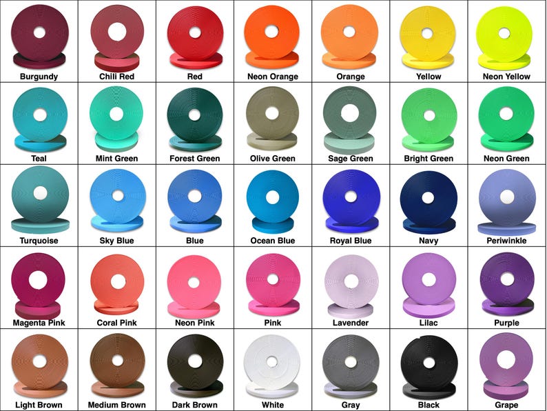 Biothane Color Sample Ring: 35 Colors of Waterproof Biothane With ...