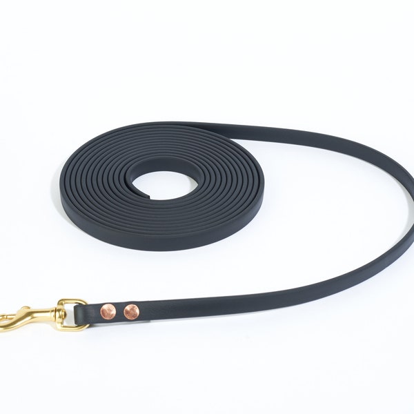 1/2" Waterproof Long Line: Biothane Tracking Drag Leash with Solid Brass Hardware and Custom Colors