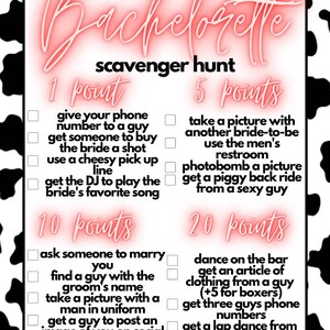 Bachelorette party scavenger hunt