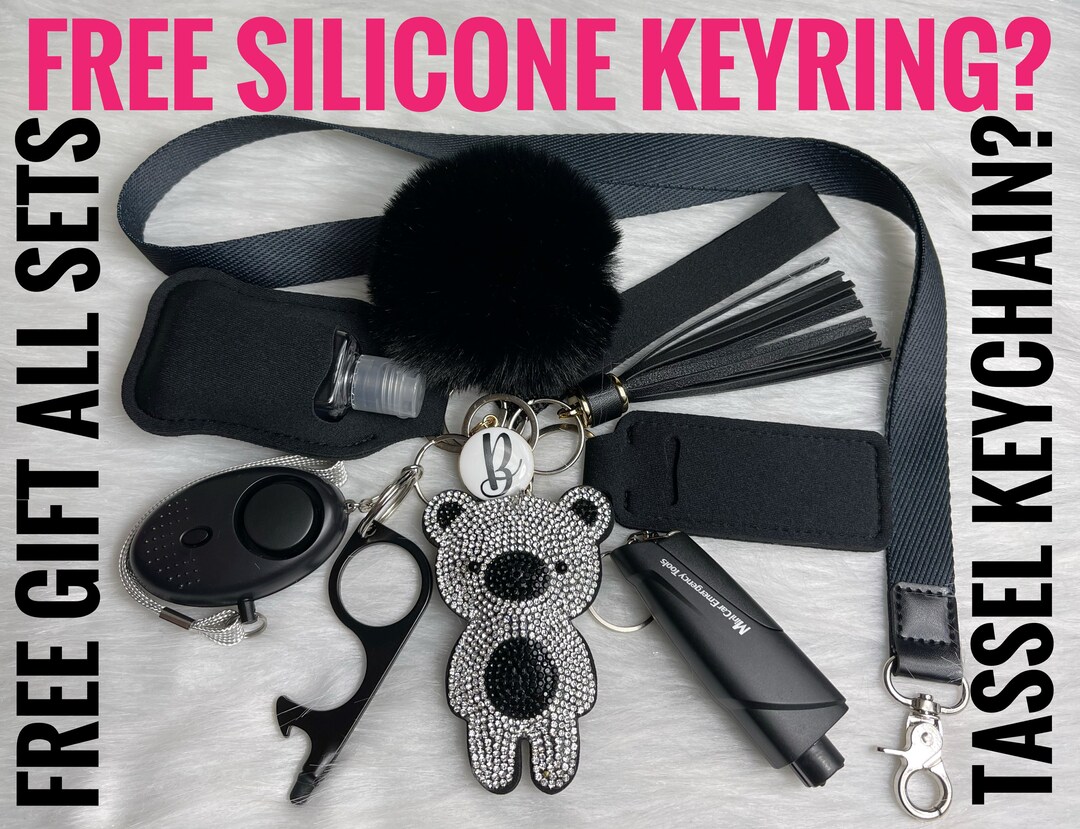 SAFETY KEYCHAIN SET, Alarm Keychains Protection Keychain, Monogrammed