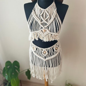 Macrame crop top , Macrame Clothing , Beachwear Pareo , Babyshower Pregnant Dress , Knitted Outfit , Festival and Party