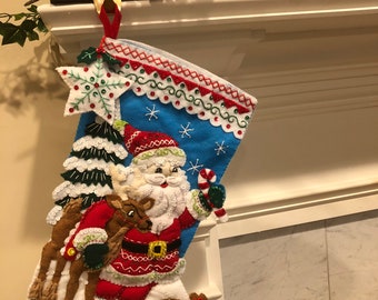 Nordic Santa *Finished* Bucilla Felt Christmas Stocking Kit