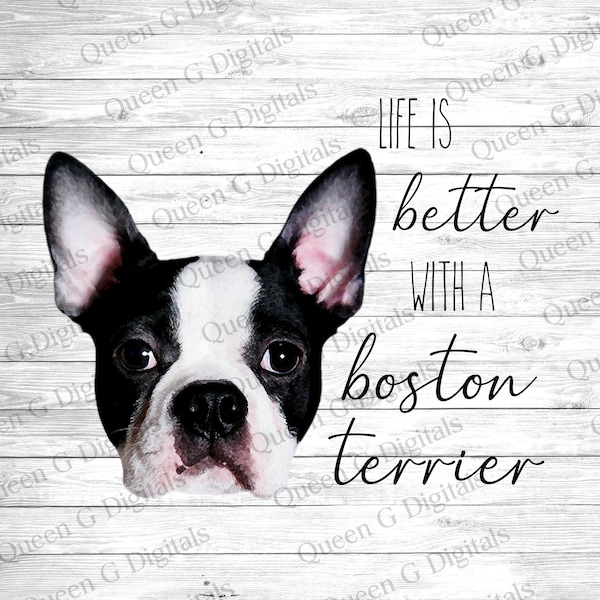 Watercolor Boston terrier PNG, Life is better with a Boston terrier, Boston Terrier PNG, Sublimation Design, Dog PNG, Dog Sublimation Design